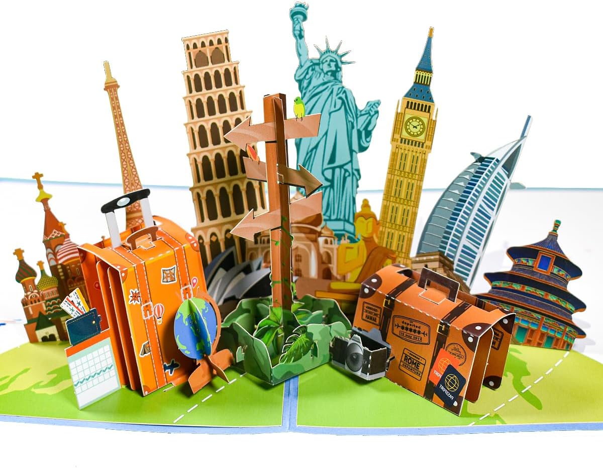 Travel Pop Up Card, Pop Up Card for Travel Lover, Holiday Travel Voucher, 3D Retirement Card, Birthday Greeting Card-for Travel Lover.