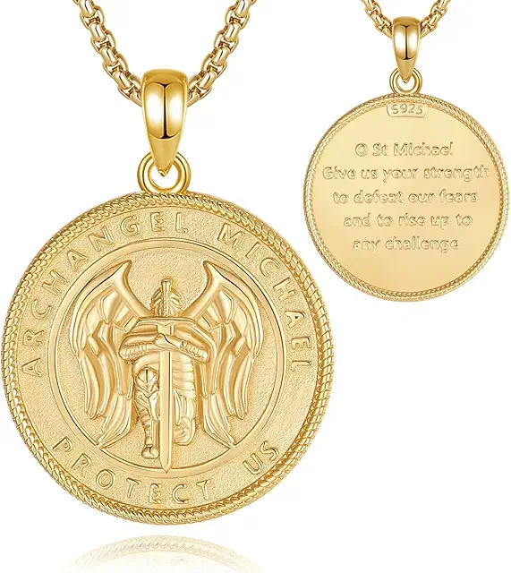 St Michael Sterling Silver Saints Necklace with 7 Archangels Seal Pendant