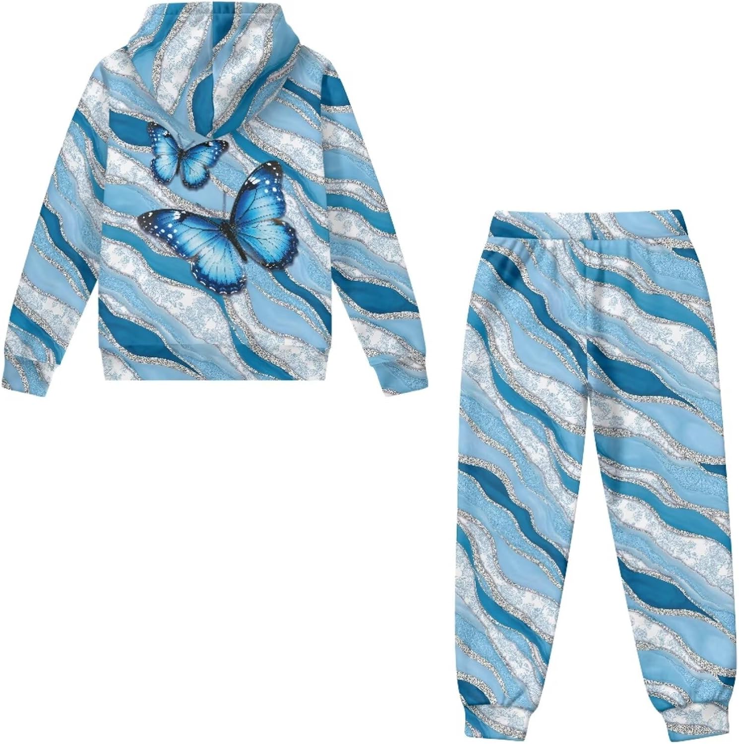 2PCS Jogger Outfits Set Fashion Tracksuit Girls' Athletic Hoodies Zip Up Sweatshirt Kids Sweatsuit for Girls 6-15Y