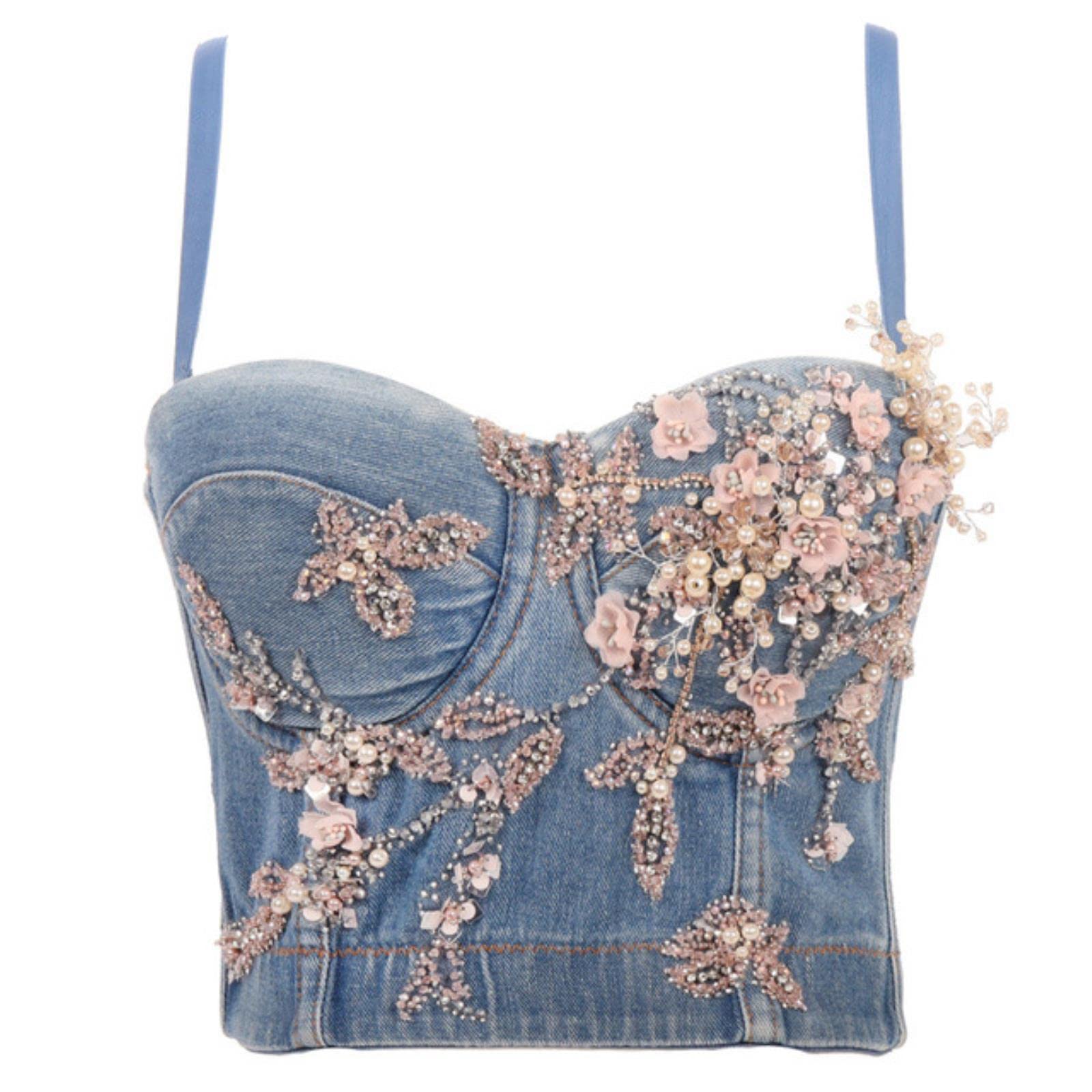 Fashion Women Tank Top Cropped Shirt Women Clothes Bra y2k Corset Ladies Crop Tops Gothic Shaper-27-blue, CN L-38