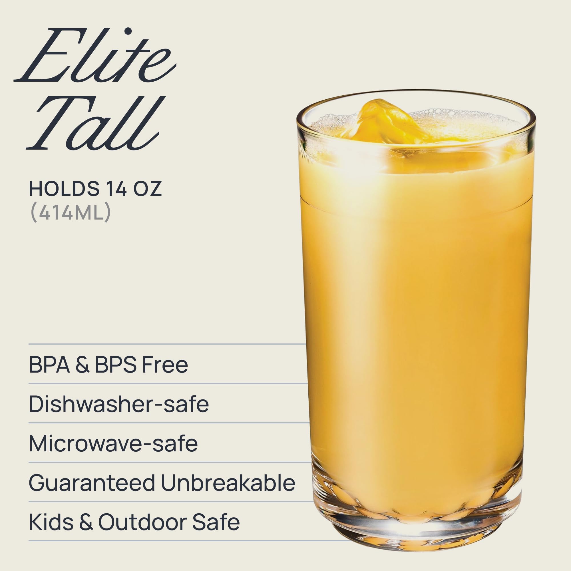 drinique Elite hoch 14 oz Tumbler unzerbrechlich Tritan Drinkware, Barartikel, Glaswaren farblos