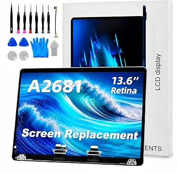 A2681 Screen Replacement with Sleep Sensor Cable for MacBook Air M2 13.6 Inch 2022, LCD Full Assembly Display 2560x1664 for EMC 4074 Space Gray