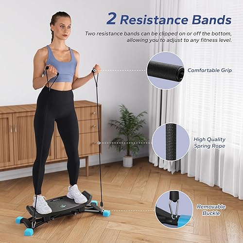 Miniatura 7 de MERACH Balancing Machine for Full Body Workout, Sliding Ski Simulator with Resistance Bands, 300 LBS Loading Capacity Exercise Workout Equipment for