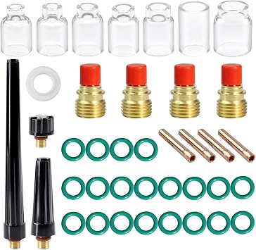 39pcs TIG Gas Lens Collet Body & 4# - 12# Cup Kit DB SR WP 9 20 25 TIG Welding Torch