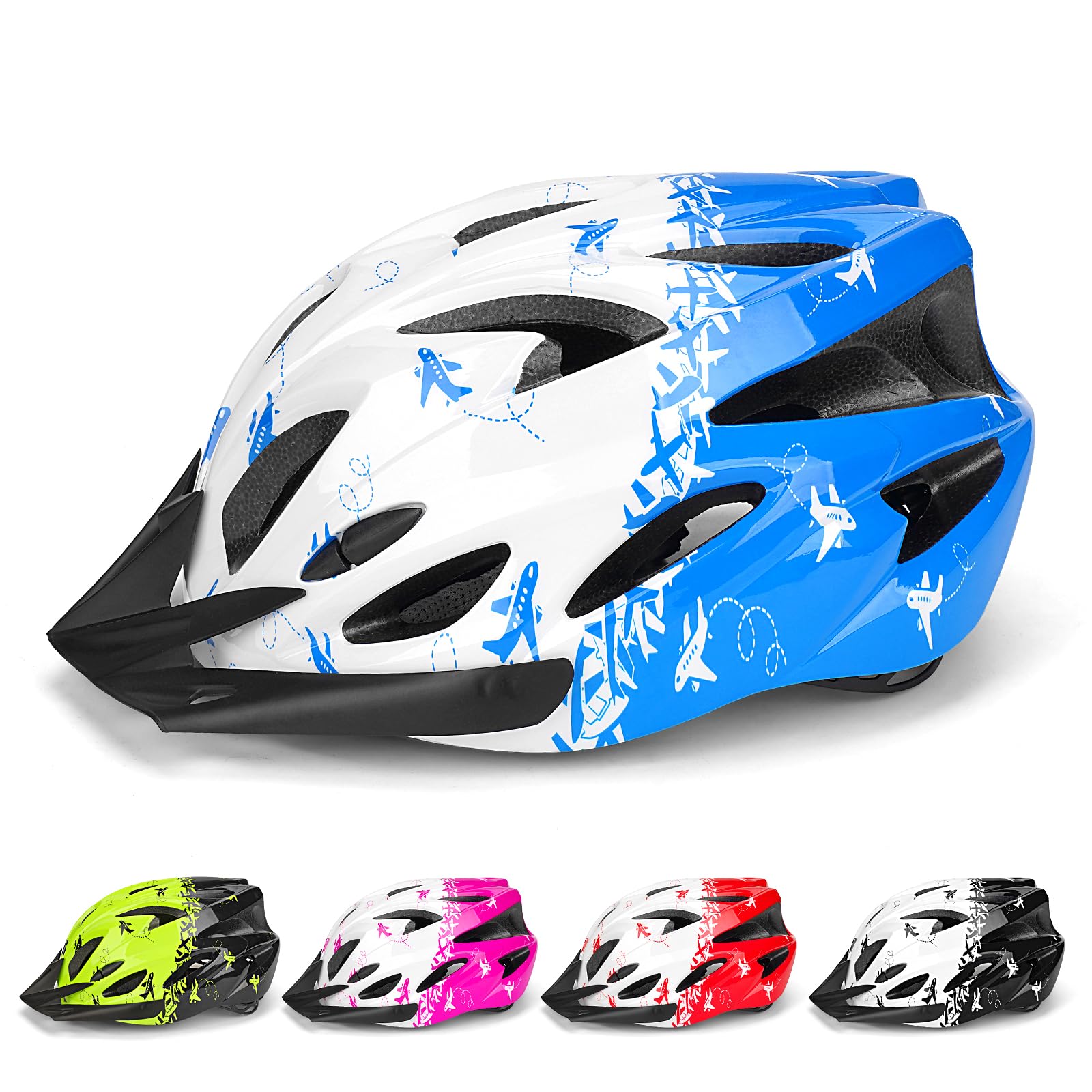 Casco Bici Bambino 8-15 – Leggero, Multi-Sport – Taglia 54-59 | Scooter, Pattini, Skateboard, Ventilato, Leggero, ABS