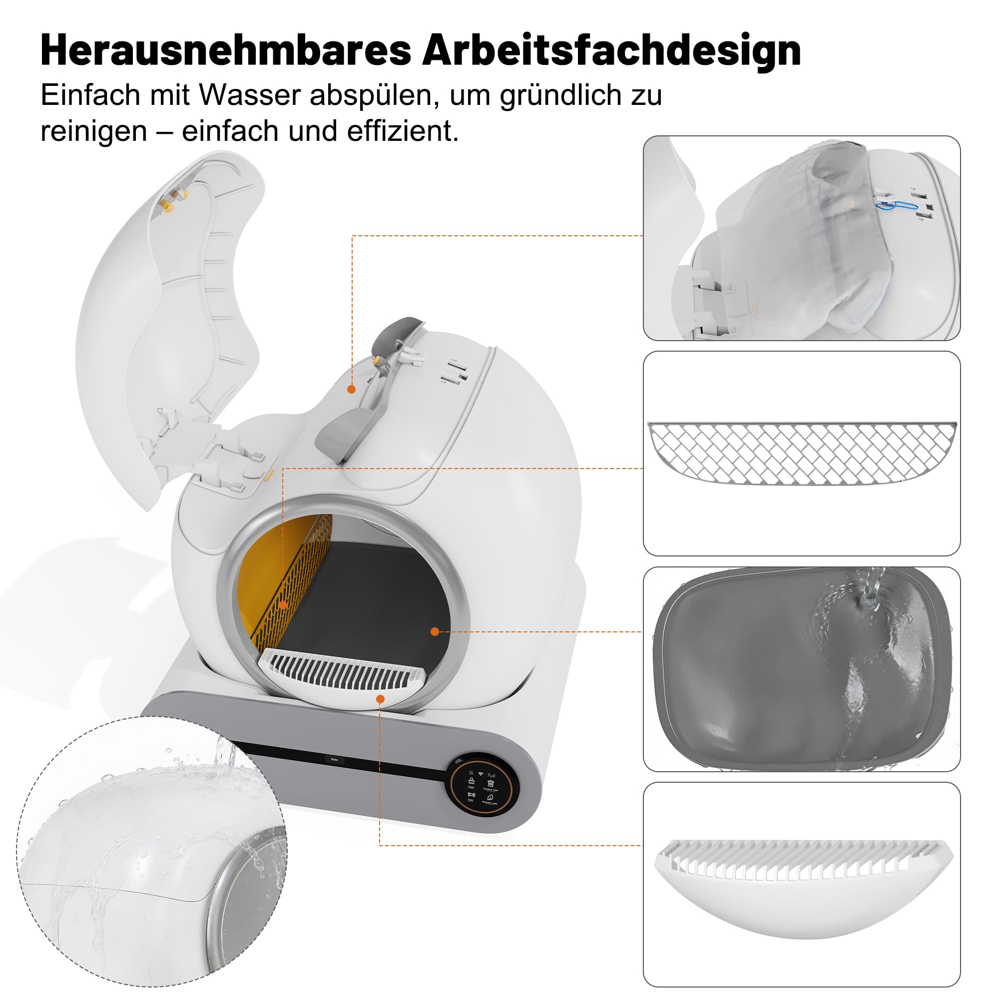 Merax Litière pour chat autonettoyante, Toilette automatique pour chat, Commande par application/Capacité max 65L/Capteur infrarouge/Élimine les odeurs/Moniteur de santé intelligent/Verrouillage de