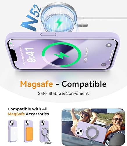 Miniatura 3 de AOTESIER Funda magnética para iPhone 13, compatible con MagSafe, protección militar a prueba de golpes, funda de silicona con forro de microfibra