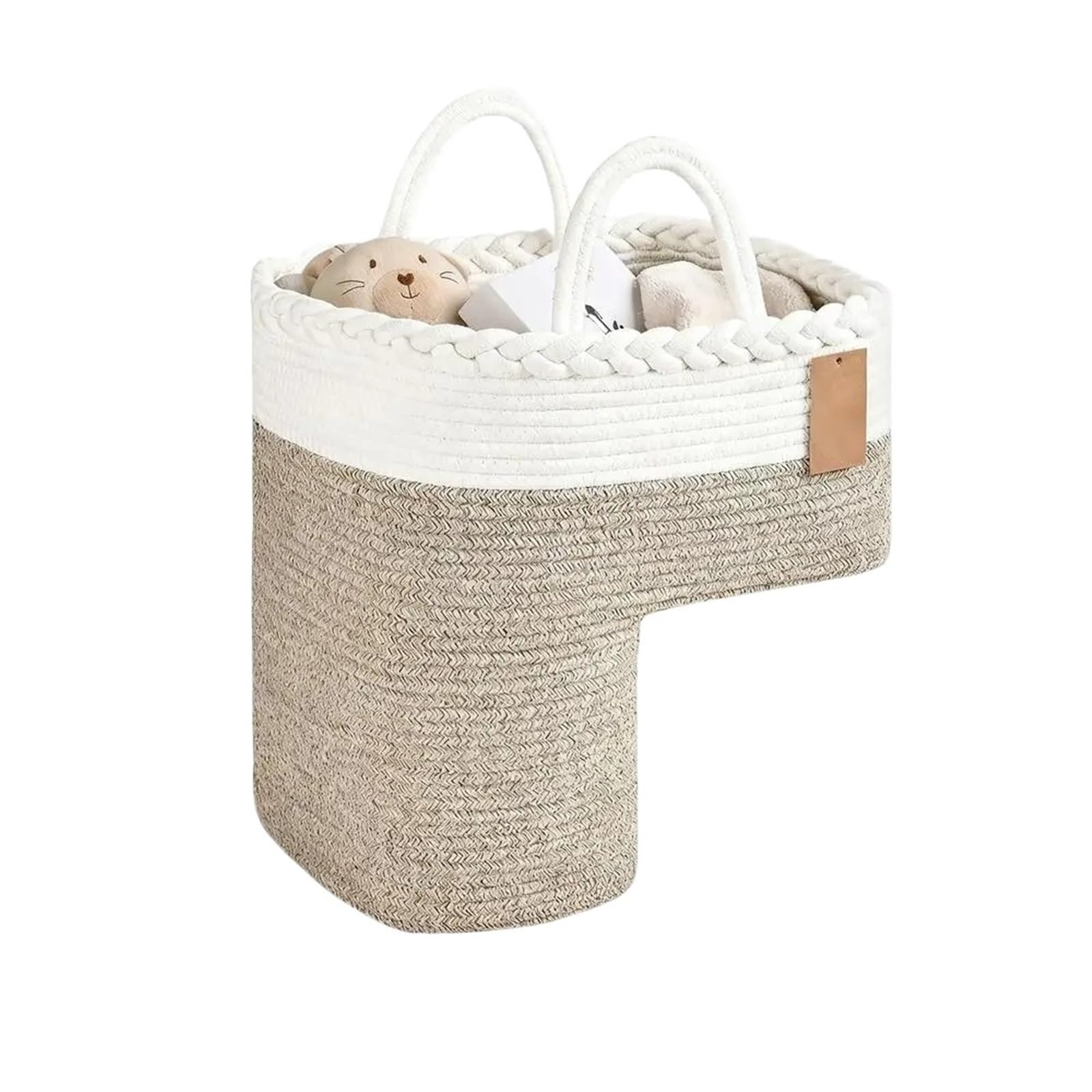 Stair Basket Portable Cotton Rope Handle Staircase Storage Organizer Container Holder for Laundry(Color1)