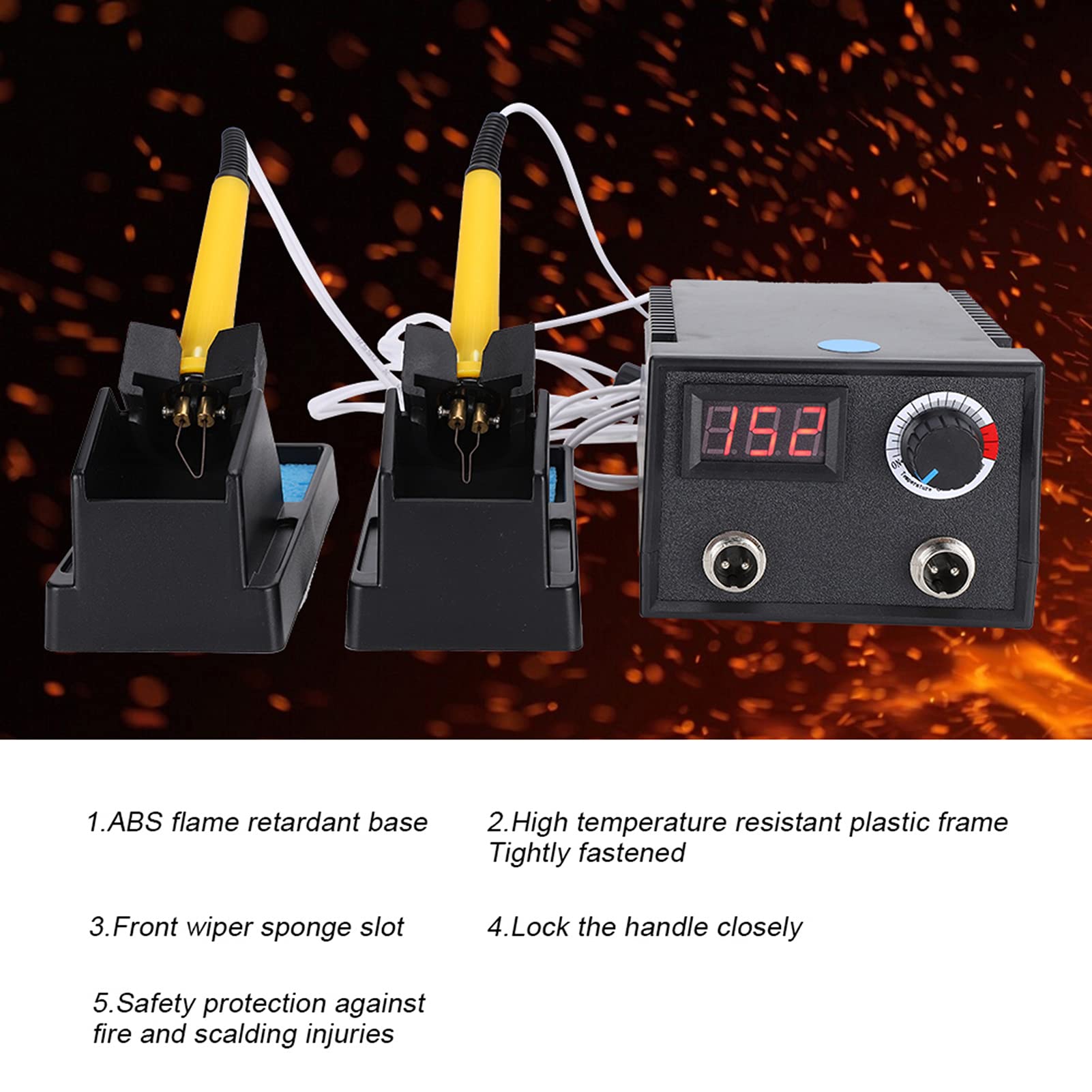 Kit de quema de madera de doble pluma Pantalla digital de temperatura ajustable Kit de pluma de pirograbado profesional con 30 puntas de alambre, máquina de artesanía ardiente para madera(EU)