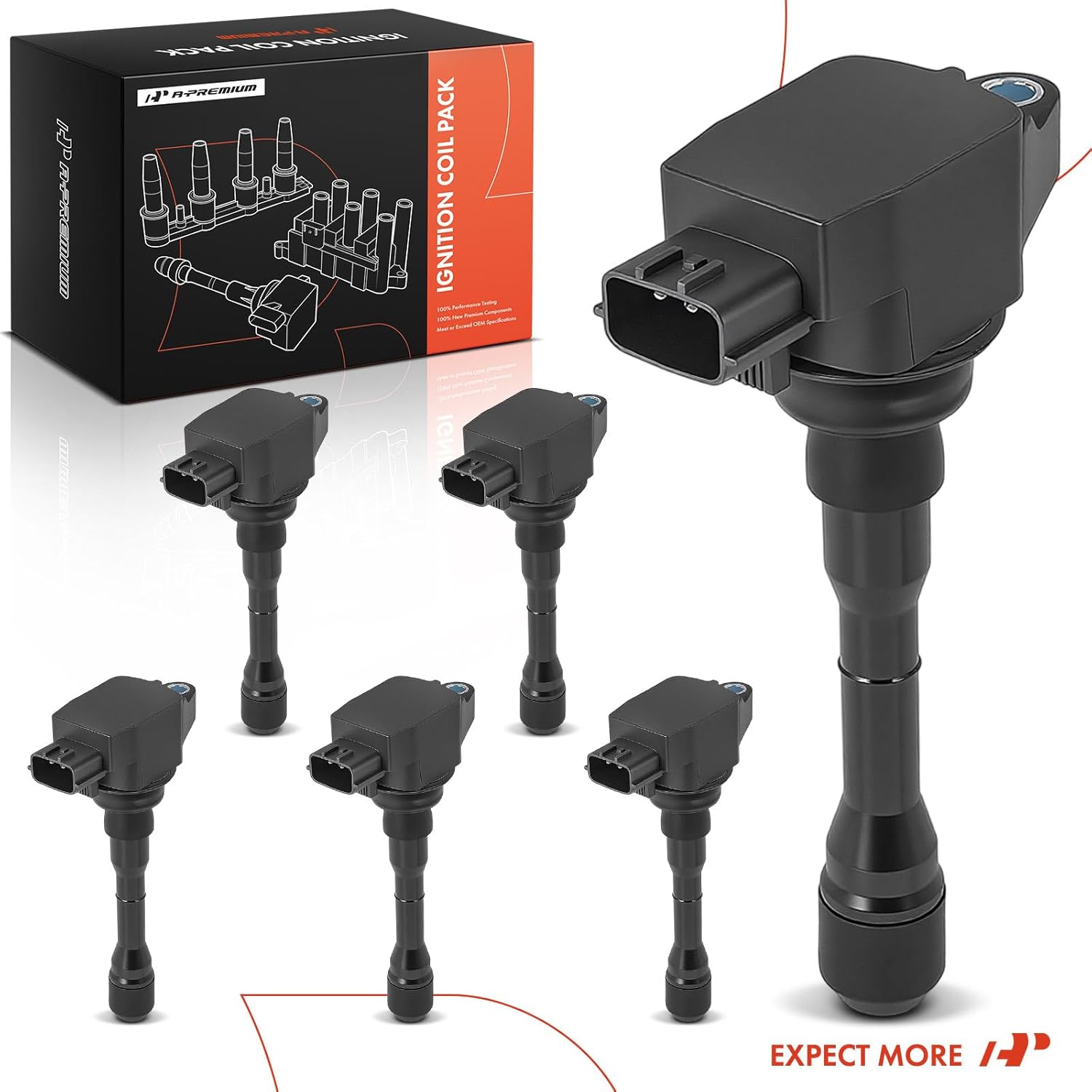 A-Premium Engine Ignition Coil Pack Compatible with Infiniti Q50 2016-2023, Q60 2017-2022 & Nissan Z 2023, 3.0L, 6-PC Set