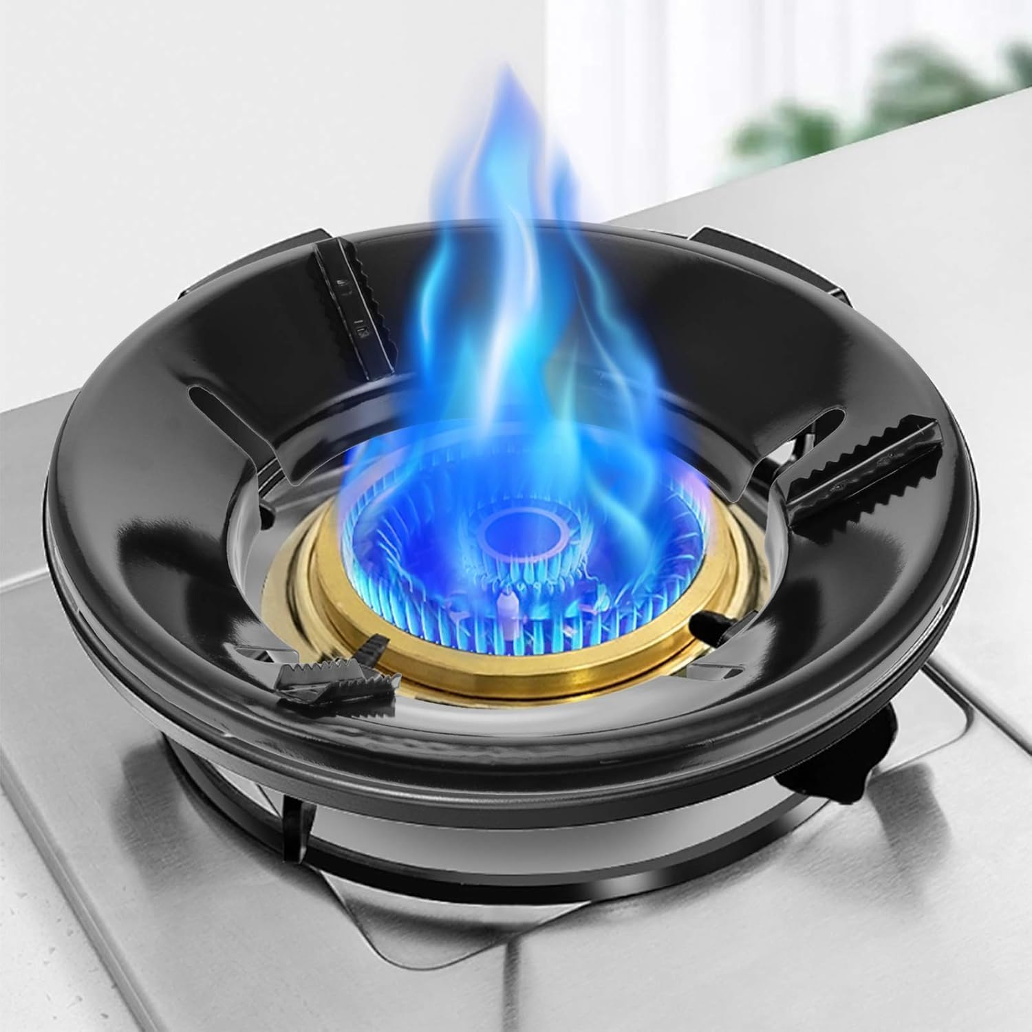 KESI ORNAMENTS 3 Pcs Gas Stove Bracket Fire & Windproof Gas Stove Windshield Ring Frame Non-Slip Gas Chula Support Stand Cooktop Easy Cleaning Gas Saver Burner Stand Gas Saver Stand Jali Ring(black)