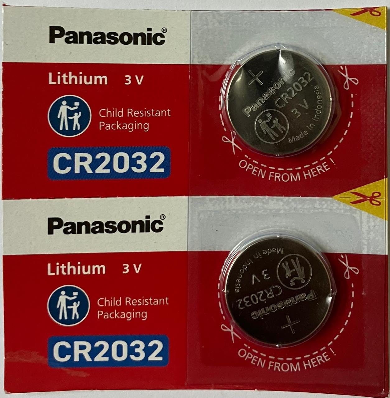Panasonic Cr2032 Battery (2 Pack) - Panasonic, Lithium Coin Cell, 3V NON RECHARGEABLE