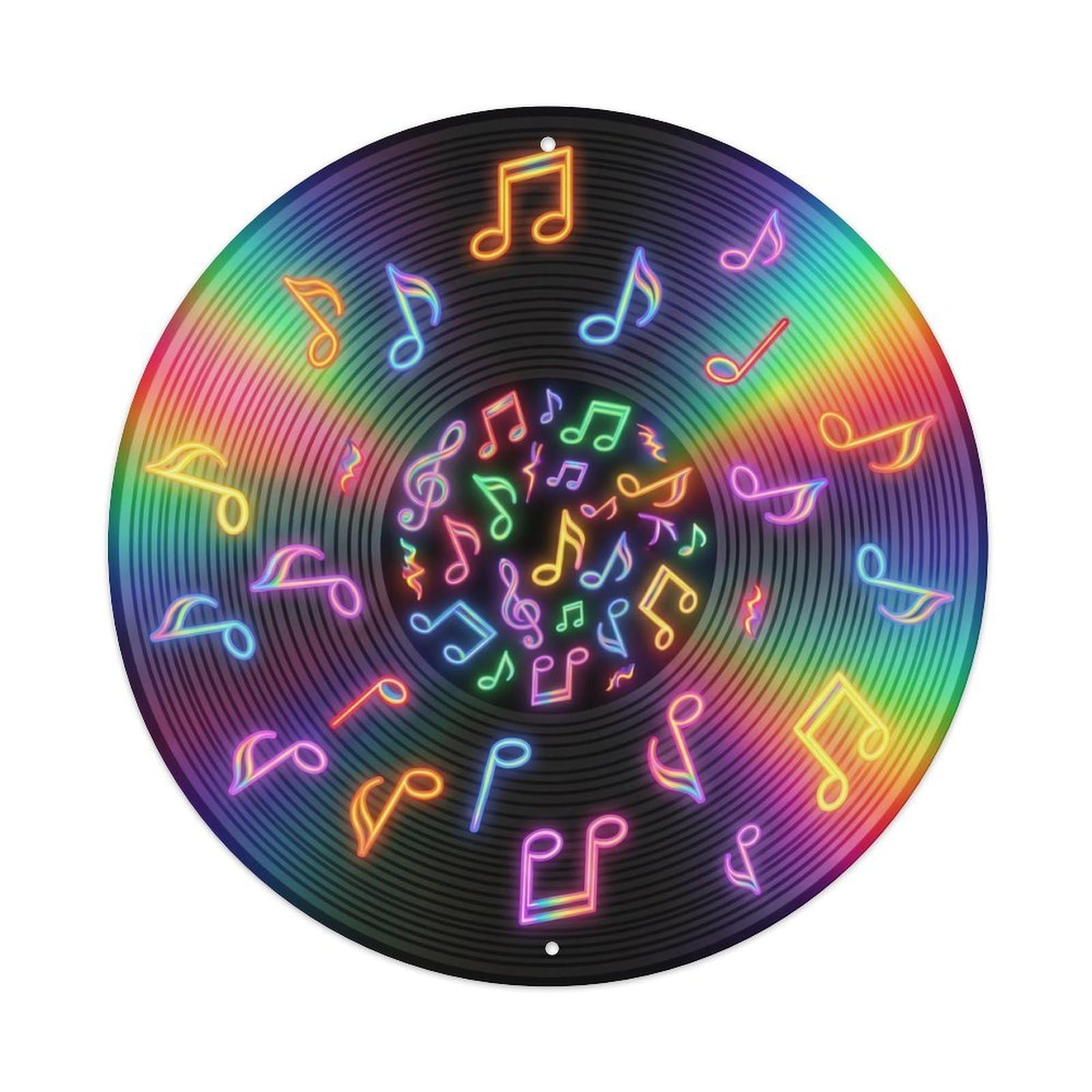 Colorful Music Vinyl Records Brilliant Rainbow Shine Metal Tin Sign