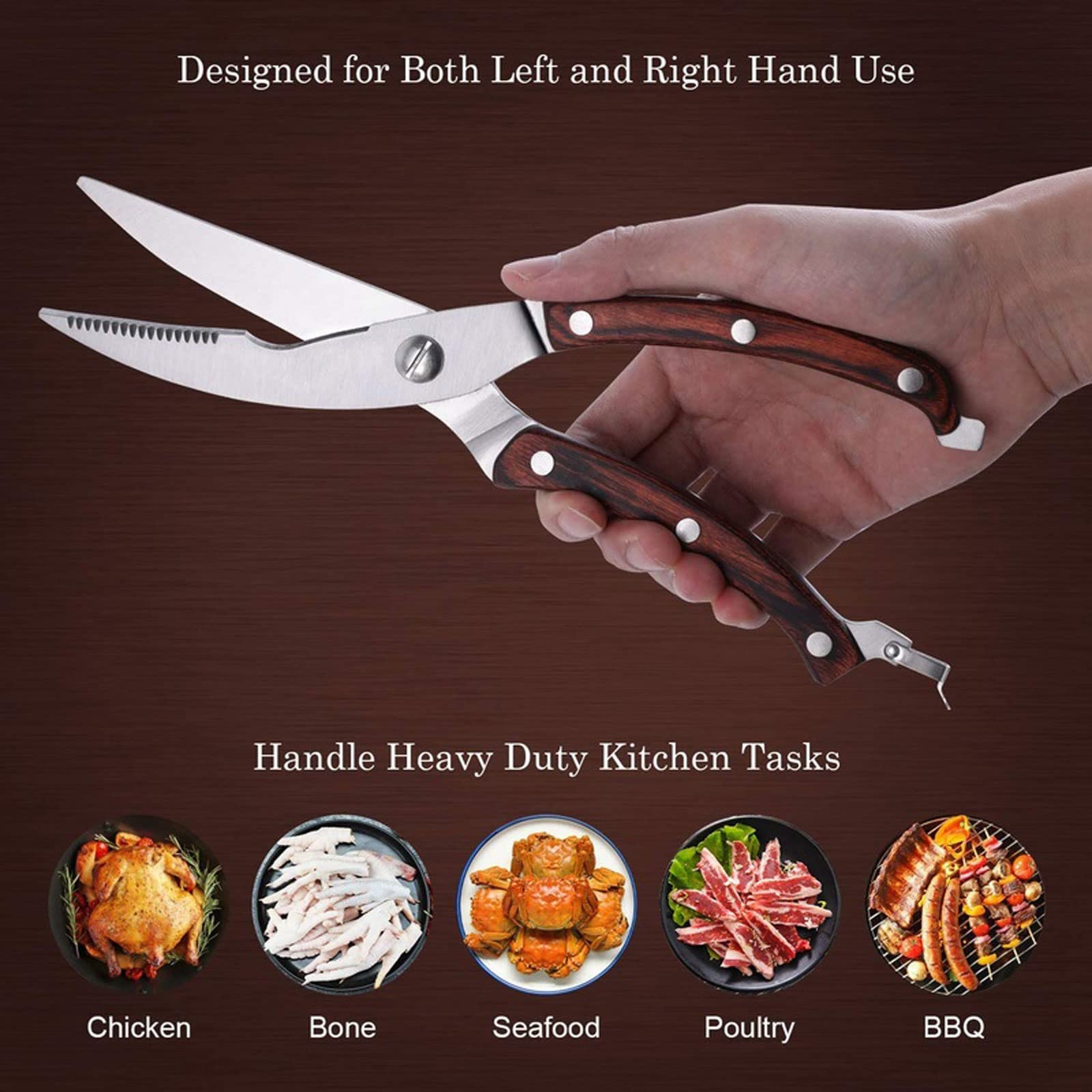 Tijeras de cocina Tijeras de cocina Tijeras de acero inoxidable con resorte de hueso de pollo con cierre de seguridad