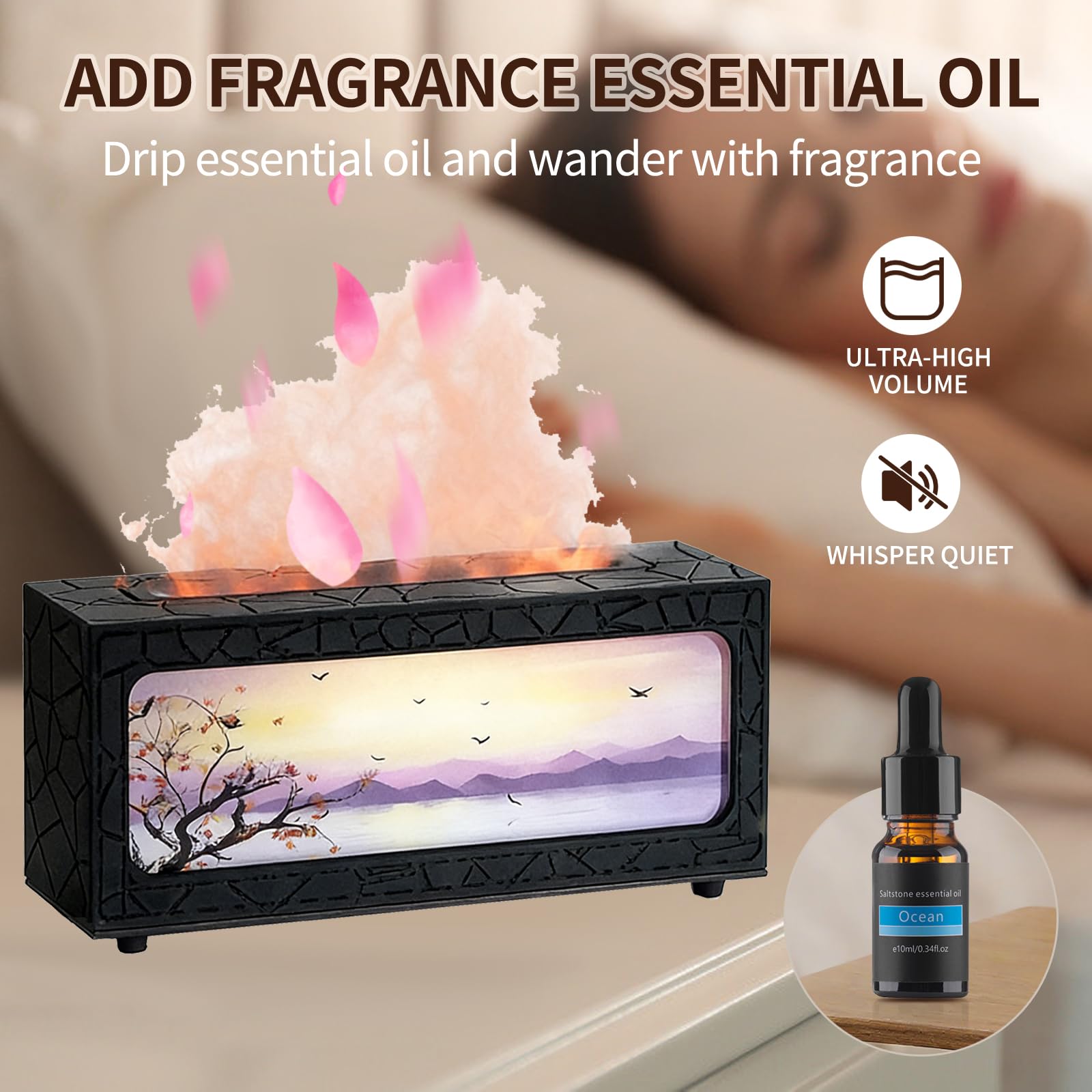 Diffusore di oli essenziali per aromaterapia, 7 colori, diffusore di oli essenziali per aromaterapia, 250 ml, umidificatore ad ultrasuoni con timer per casa, camera da letto, ufficio, yoga