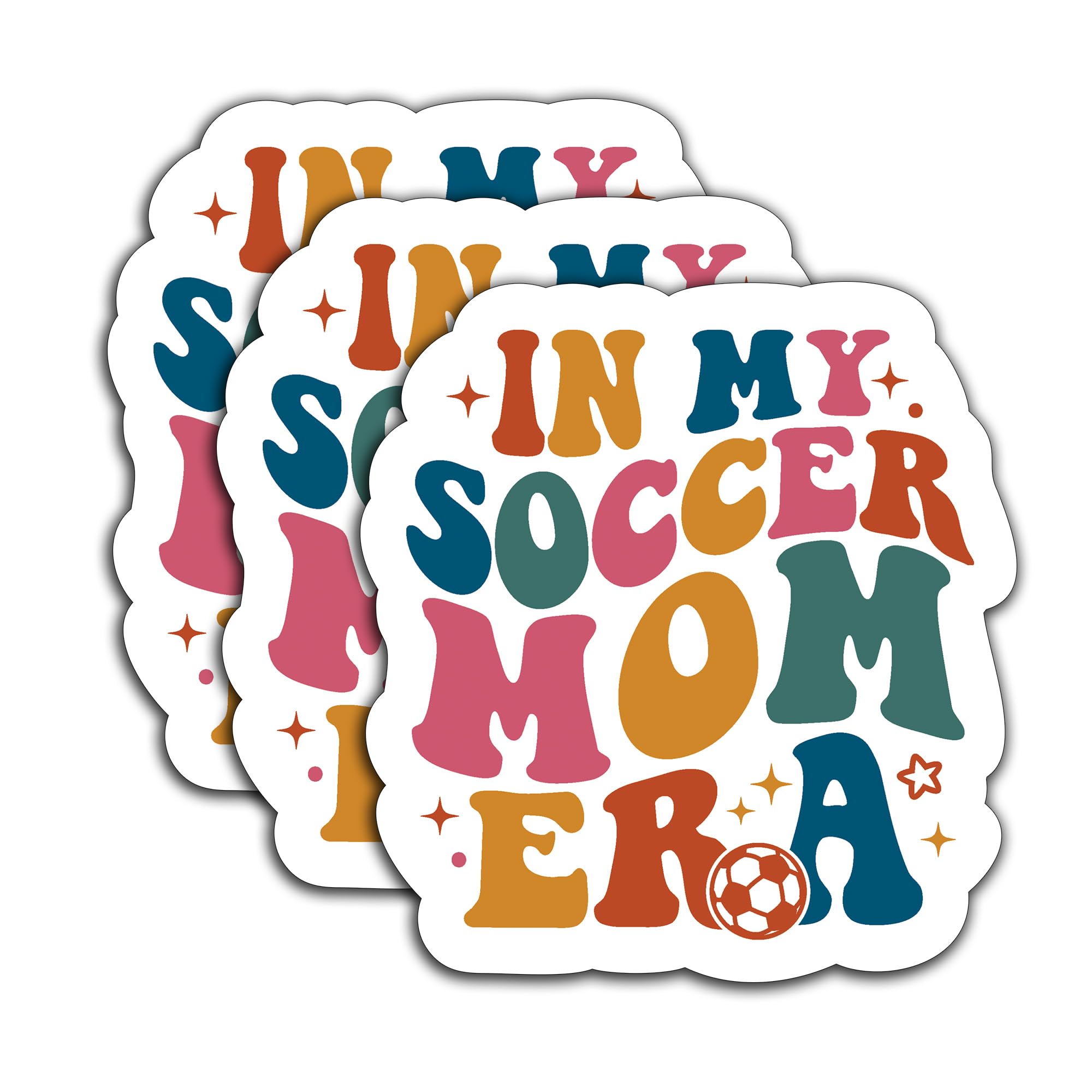 (3Pcs) in My Soccer Mom Era Sticker - Mom Decal, Gifts for Soccer Lovers, Waterproof Vinyl Decal for Books, Laptops, Water Bottles, Tumblers, Cups, 3"