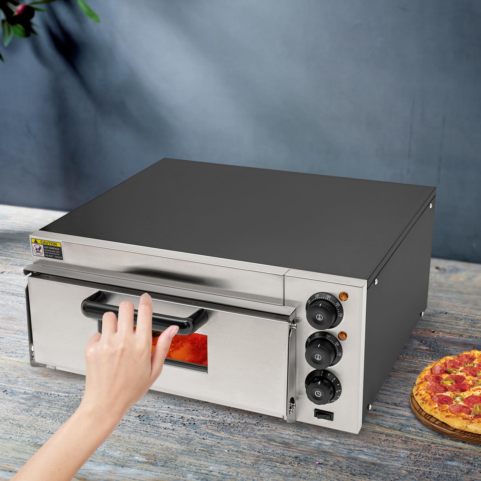 Forno elettrico per pizza per piano di lavoro, 2000 W forno per pizza commerciale,Può essere utilizzato per cuocere pizze, snack, salatini e cibi al forno.