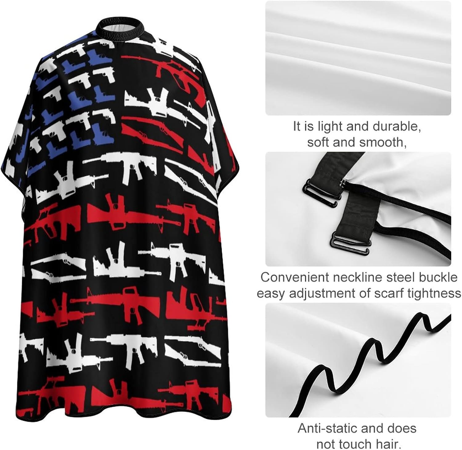 Guns of American Flag Barber Cape Professional Hair Cutting Apron Hairdresser Cape Salon Cape for Men Women