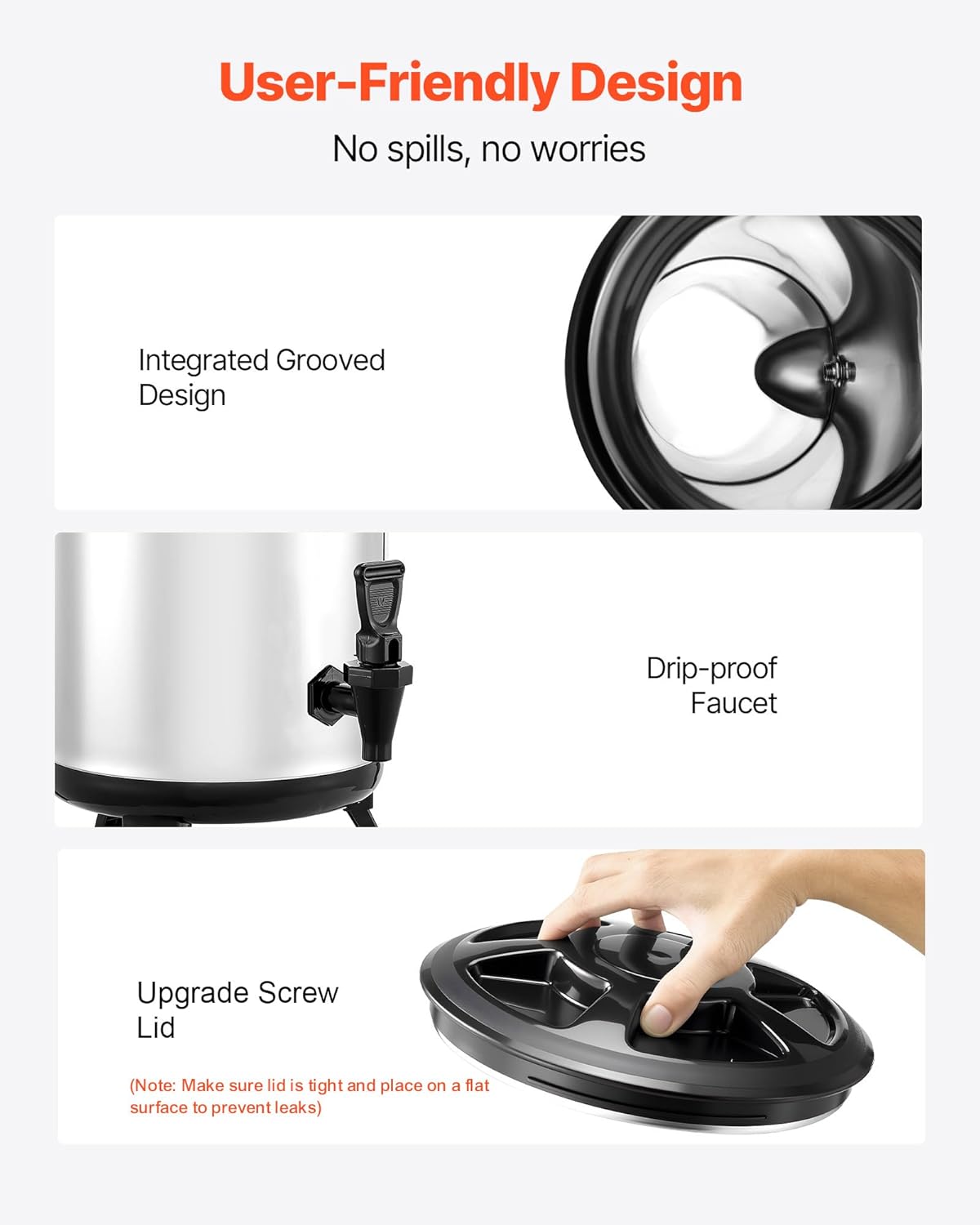 VEVOR Insulated Beverage Dispenser, 3.2 Gal/12L Stainless Steel Thermal Drink Server with Spigot & Temp Display, Suitable for Hot and Cold Drinks, for Tea Coffee Water in Cafes & Restaurants, Silver - Image 5