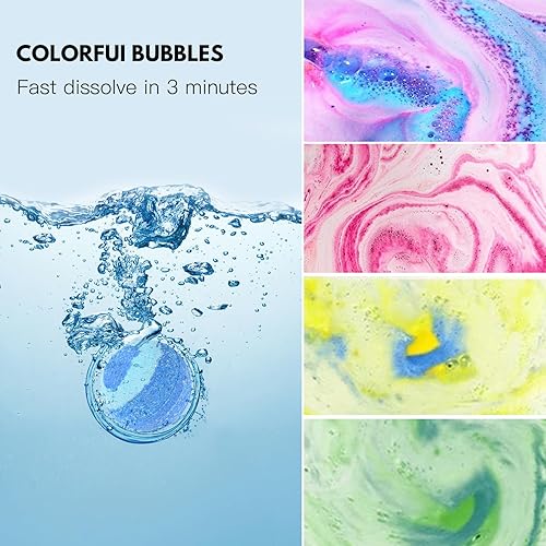 Miniatura 3 de BOENFU Juego de 12 bombas de baño de regalo de aceites esenciales naturales orgánicos, relajan e hidratan la piel, regalos de lujo para niñas, mamá,