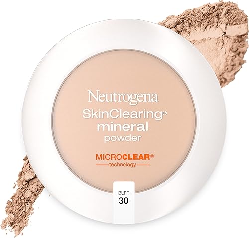 Neutrogena SkinClearing polvo compacto mineral para ocultar acné, sin brillo y absorción de aceite, con ácido salicílico para cubrir, tratar y