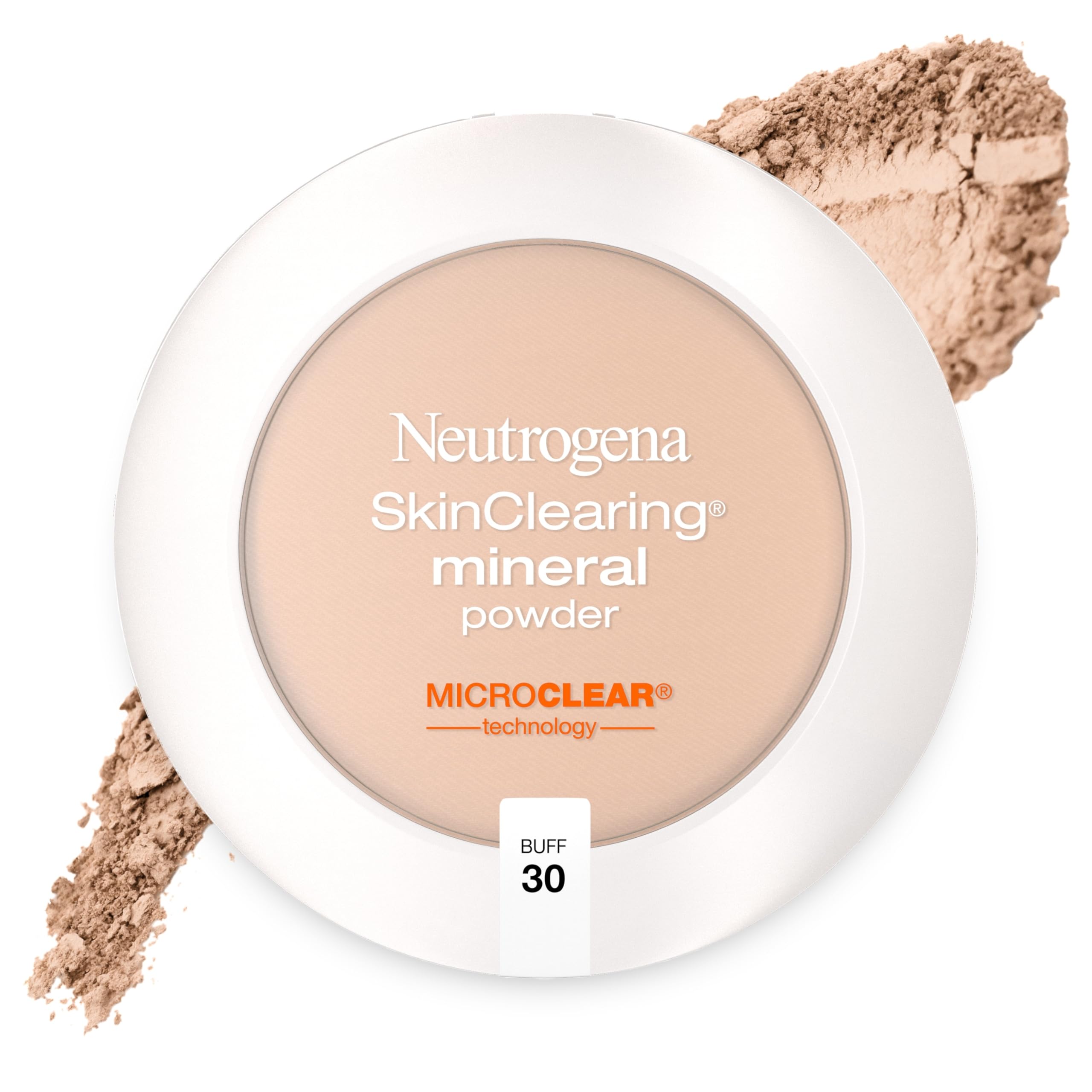 Neutrogena SkinClearing Pressed Mineral Powder Compact for Acne Prone Skin, Oil Absorbing Acne Makeup with Salicylic Acid helps to Cover, Treat & Prevent Breakouts, Buff 30,.38 oz
