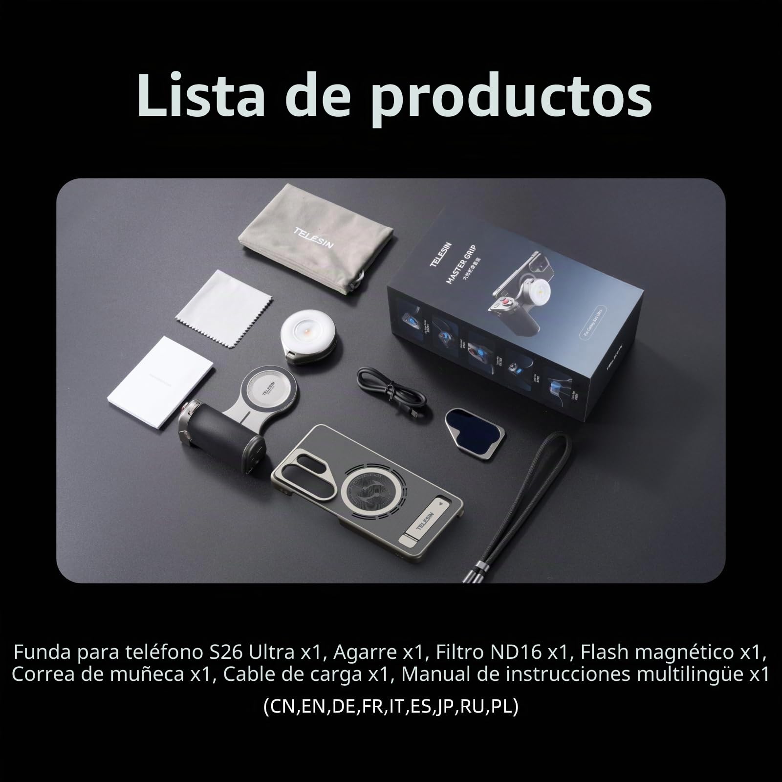Master Grip para Samsung Galaxy S26 Ultra, Empuñadura de cámara con Batería de 3200 mAh, Filtro ND16, Flash del Teléfono Móvil, Carga Inalámbrica, Funda Magsafe,Empuñadura de Cámara para S26 DSLR
