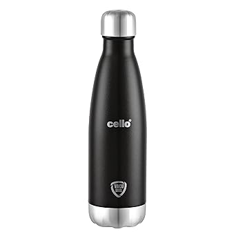 Cello Swift Duro Tuff Steel Series, Double Walled, Vacusteel Water Flask with Durable DTP Coating,750ml, Black