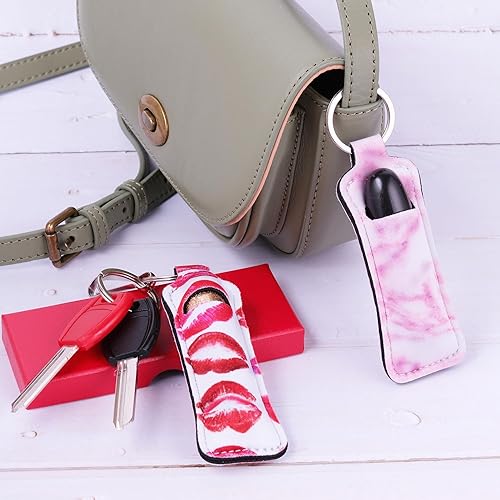 Miniatura 6 de Chapstick Holder Keychain, Lipstick Holder, Lip Balm Holder, Lip Gloss Pouch, Women's Gift Stocking Stuffer 4PCS(Blue, Pink, Violet, Grizzly)