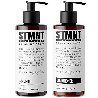 STMNT Grooming Goods Shampoo and Conditioner | SLS/SLES Sulfates Free | Retail Size | Activated Charcoal & Menthol | Removes Build Up | Fuller Feeling Hair