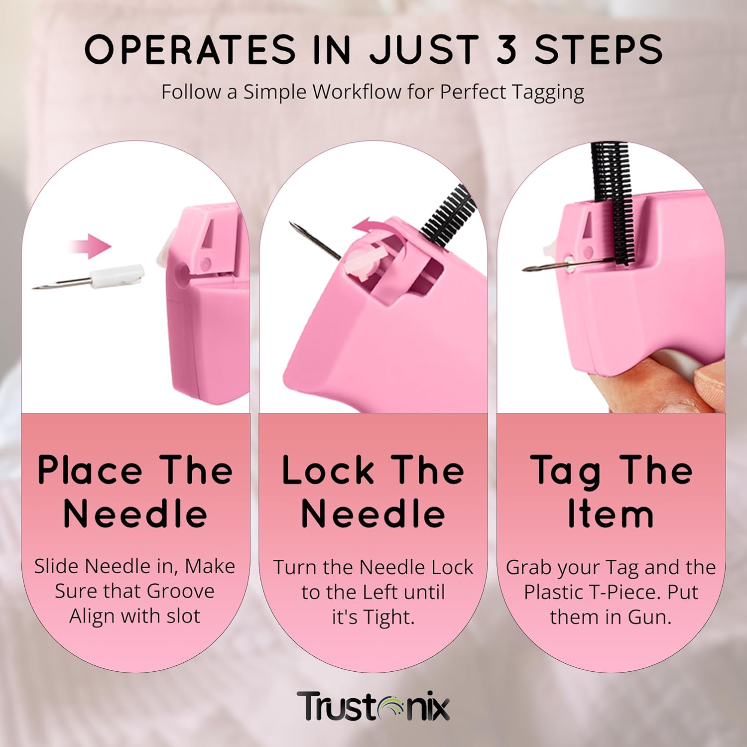 Tagging Gun for Clothing | Fine Stitch Mini Stitch Gun | Quick Clothing Fixer | Sewing Quilting Hemming Tool | Portable Stitch Tool | 5 Needles | 1000 Black & 1000 White Micro Fasteners - Image 4