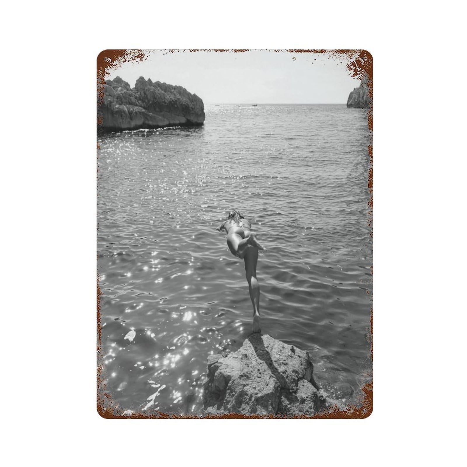 xiaoxiaoshen Vintage Woman Diving Into Water Wall Decor Art Metal Tin Poster Modern Home Decor Art Home Bar Shop Decorations Vintage Sign 40x30cm