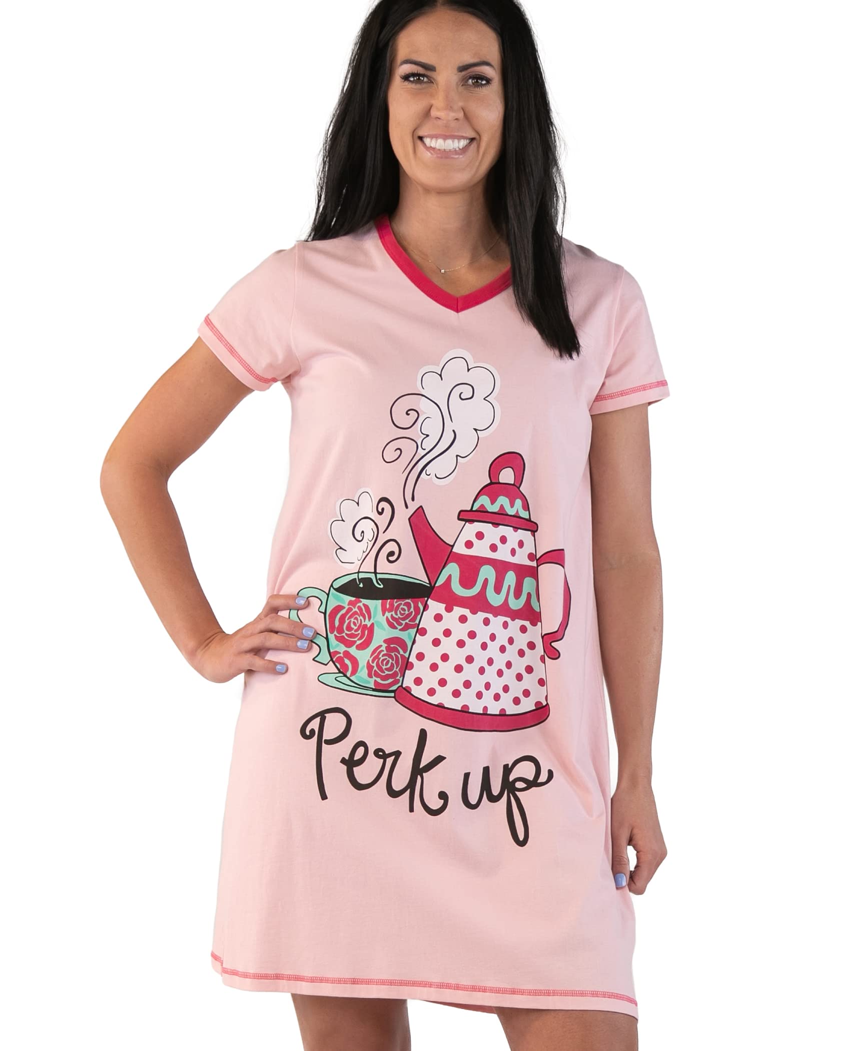 Lazy One Women's Nightgown, Funny V-Neck Sleep Shirt for Women, Novelty Pajama Shirts