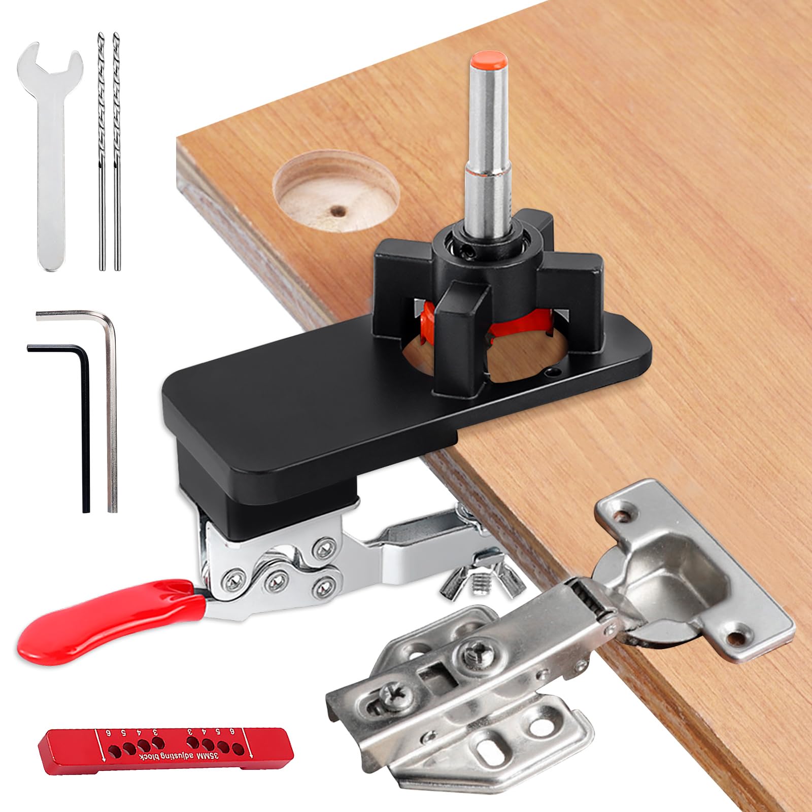 Dima Per Cerniere A Scodellino 35mm In Alluminio - Doppia Fascetta Regolabile Per Trapano Legno - Foto 9