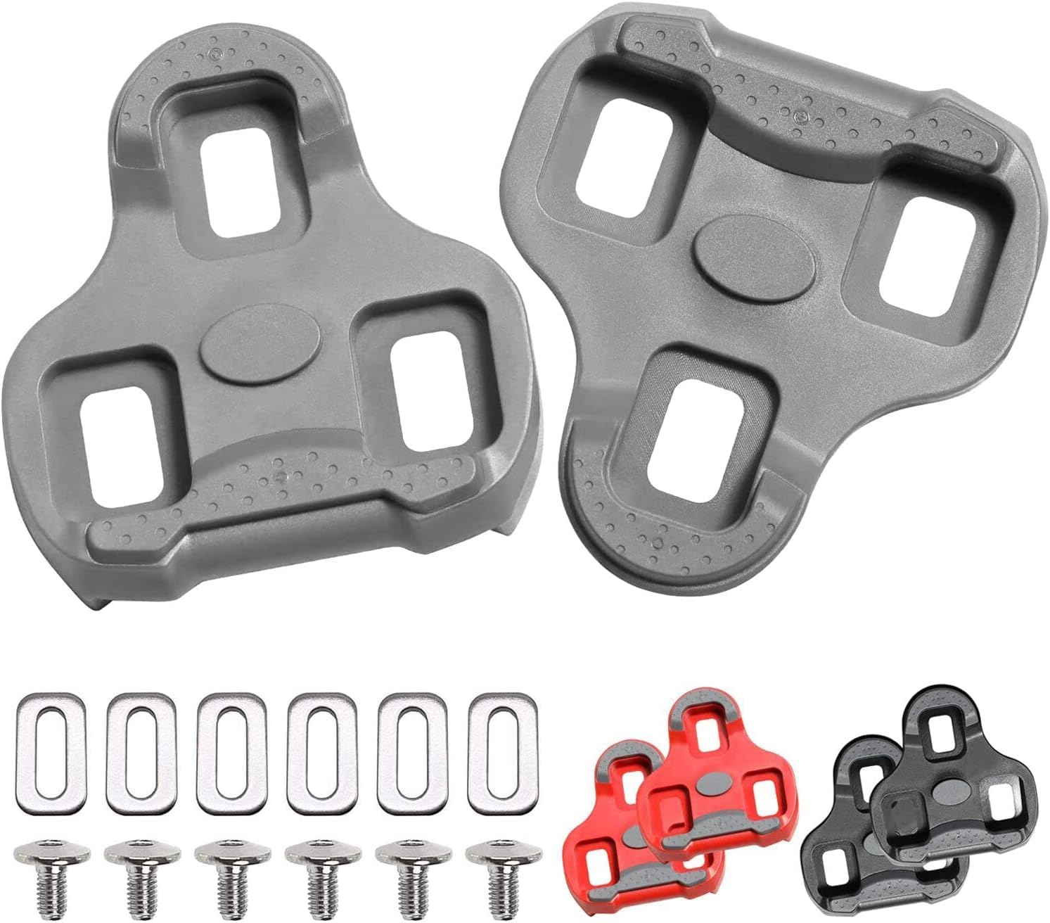Tacobey Calas de Ciclismo Compatible con Look keo Pedales, Calas de Bicicleta con Tornillos, Negro 0° /Rojo 9° /Gris 4.5°
