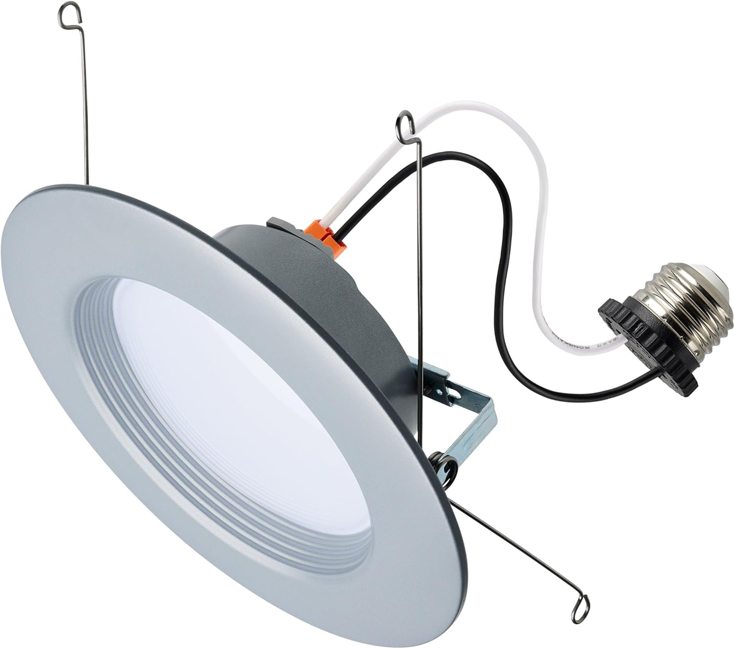Satco S11836R1, 9 Watt; Dimmable LED Downlight Retrofit; 5.6 Inch; CCT Selectable Warm White to Natural Light; 120 Volts; Brushed Nickel Finish; Residential and Commercial Use