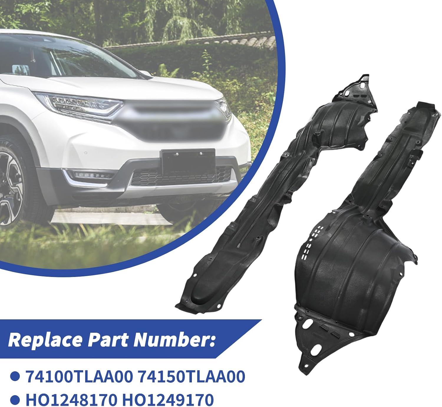 Set of 2 Front Fender Liner Kit Compatible with Honda CR-V