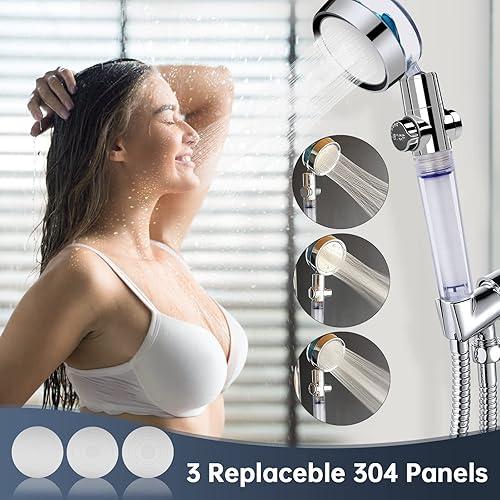 Miniatura 4 de Cabezal de ducha de alta presión, cabezal de ducha Turbo Fan Vortex, cabezal de ducha de mano Hydro Jet, cabezal de ducha turboalimentado de mano