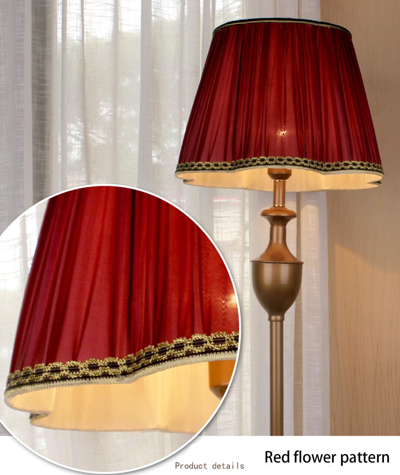 Lampy podłogowe do salonu Nowoczesna lampa stojąca z kloszem, lampa stojąca Prosta konstrukcja z włącznikiem nożnym, wysokie lampy do sypialni, biura, jadalni, kuchni, żarówka LED w zestawie (czerwon