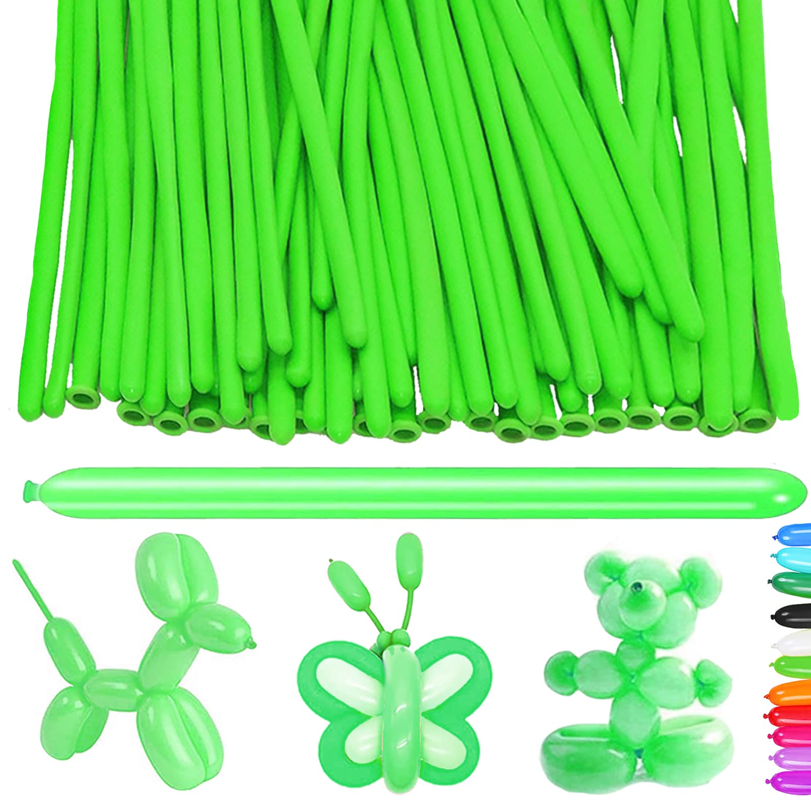 AUNGKWANG 100 Pcs Modelling Long Balloons, 50/100/200 Magic Balloons, Modelling Balloon Kit, Long Balloon for Creative Fun, for Arch Birthday Wedding Clown Decoration