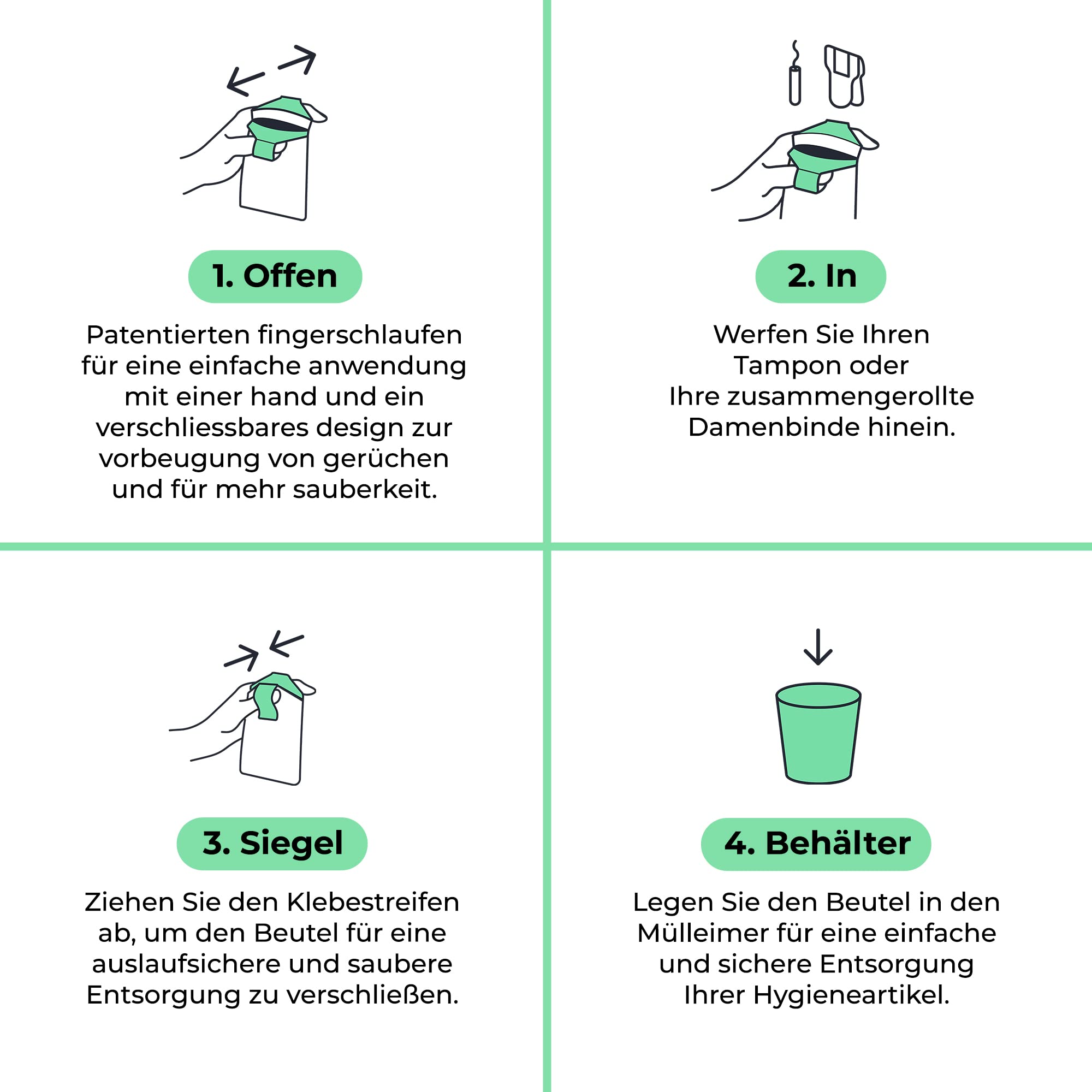 Fab Little Bag Hygienebeutel - zur Vorbeugung von Gerüchen & für eine saubere Handhabung - umweltfreundlich, verschließbar & ideal für Reisen - Nachfüllpack mit 200 Beuteln - NUR NACHFÜLLBEUTEL