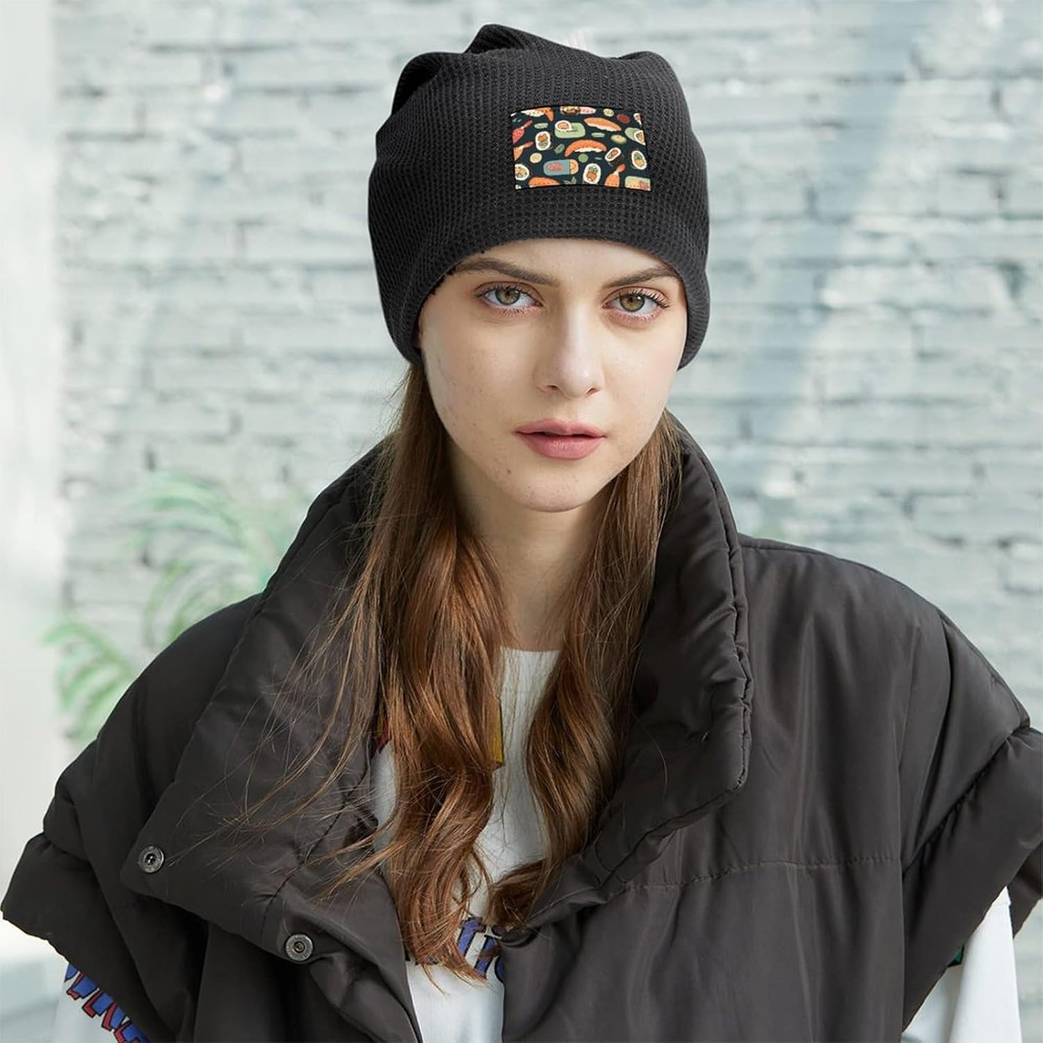 Stylish Sushi Food Pattern Printed Winter Pullover Hats for Men and Women Combine Warmth and Style