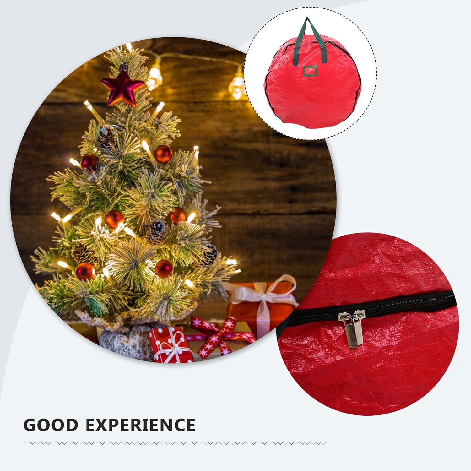 Cabilock Double-Layer Round Christmas Wreath Storage Bag Large Festival Garland Organizer with Transparent PE Material and Portable Handle for Holiday and Wedding Decor