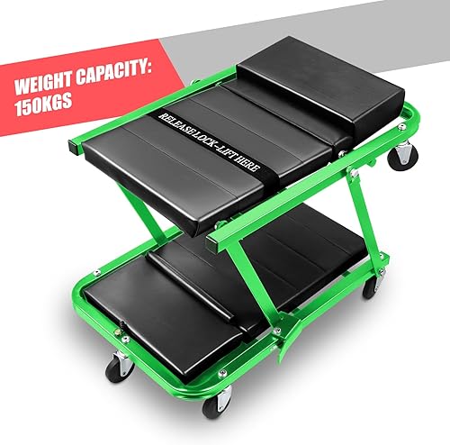 Miniatura 49 de DNA MOTORING TOOLS-00186 - Asiento plegable 2 en 1 de 40 pulgadas, 6 ruedas de 2 pulgadas, capacidad de peso de 330.7 lbs, color rojo