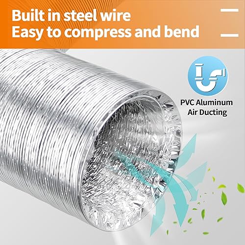 Miniatura 10 de Cenipar Manguera de ventilación para secadora, manguera de ventilación de conductos de 4 pulgadas, lámina de aluminio flexible sin aislamiento (4