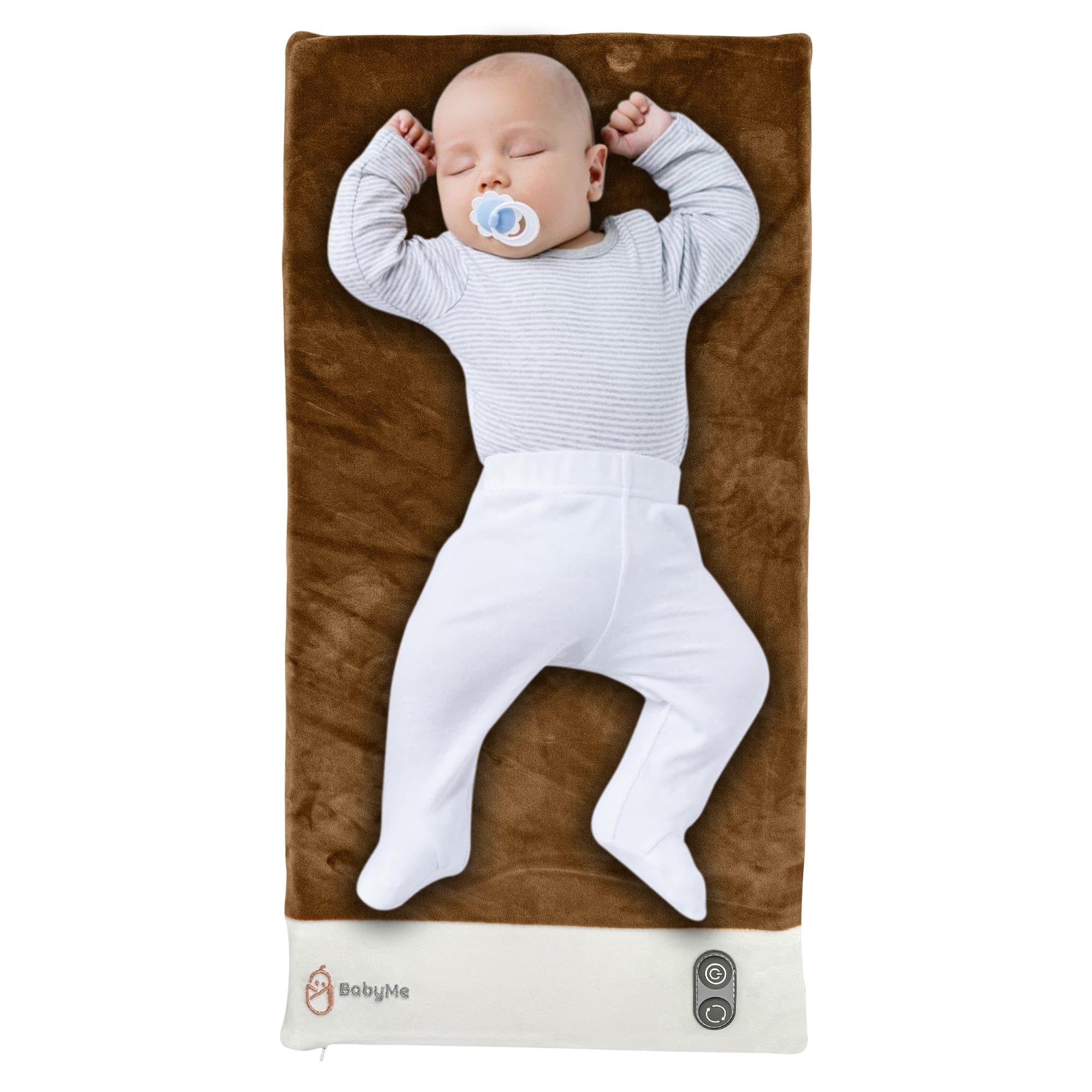 BabyMe Comfort Mat - Newborn Vibrating Mat and Baby Soother/Sleep Aid to Calm Baby and Promote Better Sleep for Fussy Baby/Infant Age 0-6 Months, Brown