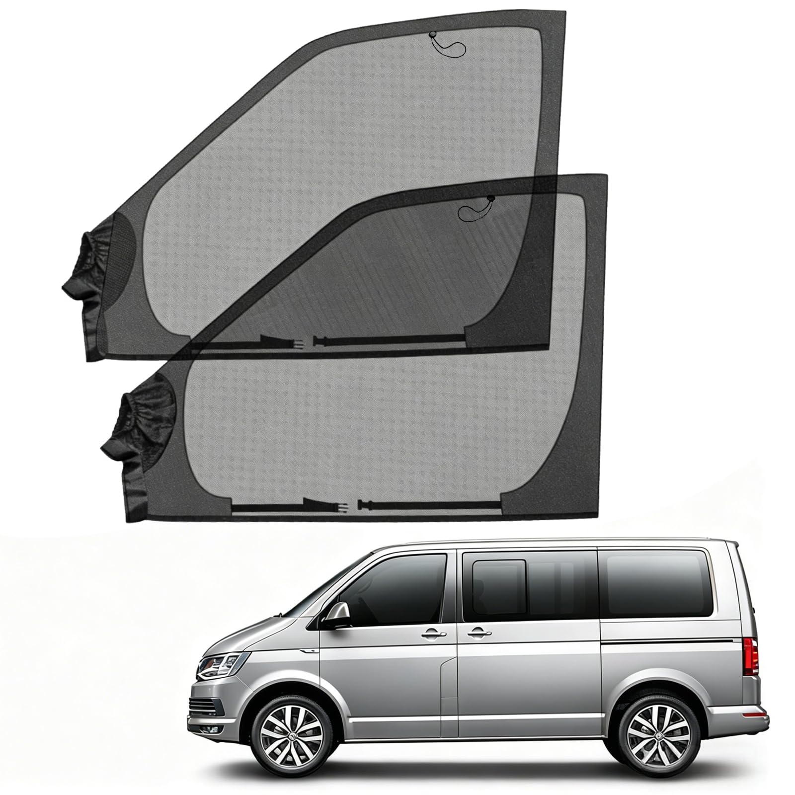 Zestaw 2 magnetycznych moskitier do bocznych okien VW T4 T5 T6 - Magnetyczna moskitiera do bocznego okna - Oddychająca moskitiera do przednich drzwi