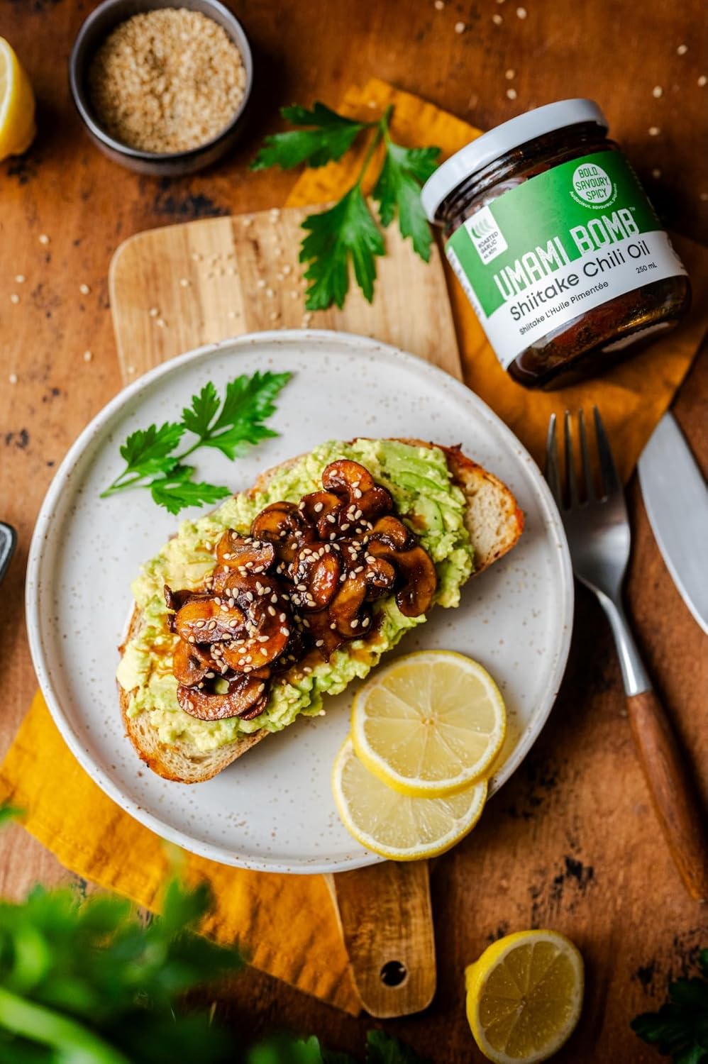 Umami Bomb All Purpose Shiitake Chili Oil Sauce | Savory & Delicious Medium, Hot, Extra Hot & Garlic Chili Oil | All Natural, Vegan, Low Sodium, Preservative Free | Proudly Made in Canada (8 oz x 4)