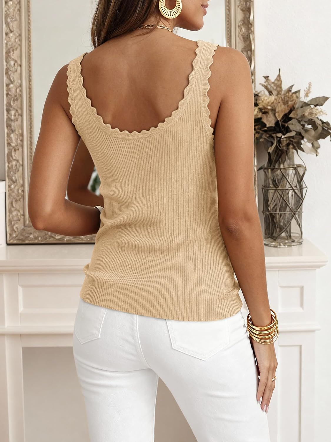 Womens V Neck Tank Tops 2026 Sleeveless Tops Ribbed Knit Shirts Summer Casual Sexy Vest - Image 7