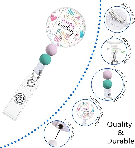 Vista 124 de Immaturus Carrete retráctil con cuentas, lindo y divertido soporte para tarjetas de identificación retráctiles, clips de insignia, llavero para Nave
